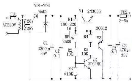 3~25V電壓可調穩壓電路圖